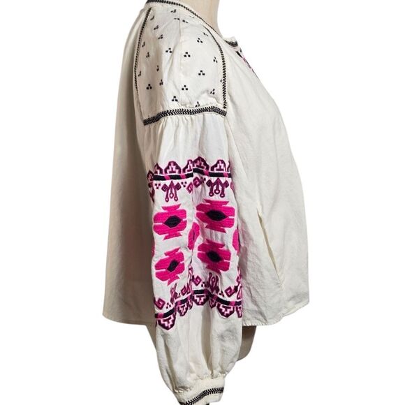 Free People Embroidered Boho White and Pink Jacket - Picture 7 of 9